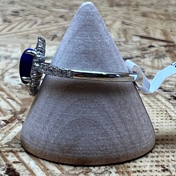Bomb Party The Sterling Club Genuine Lapis Stone Sterling Silver Band Sz 9 Ring - Picture 2 of 9